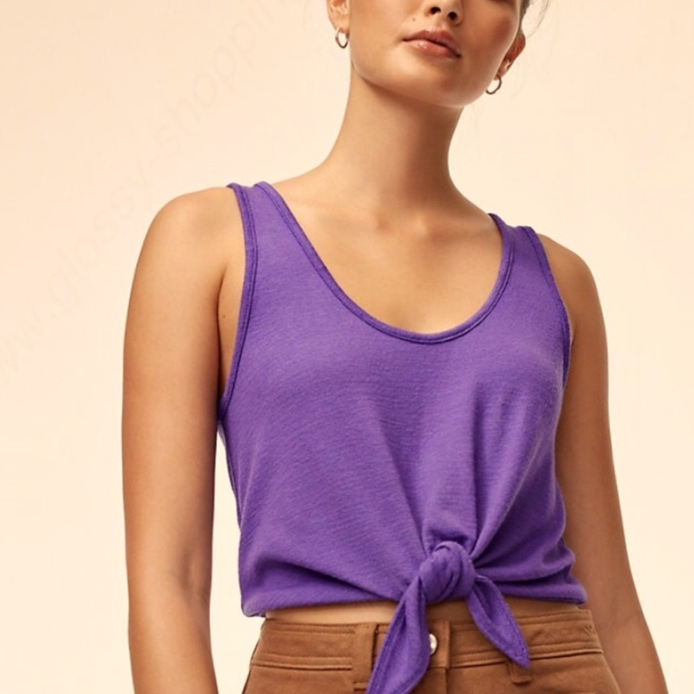 Wilfred purple crop tank with front tie
